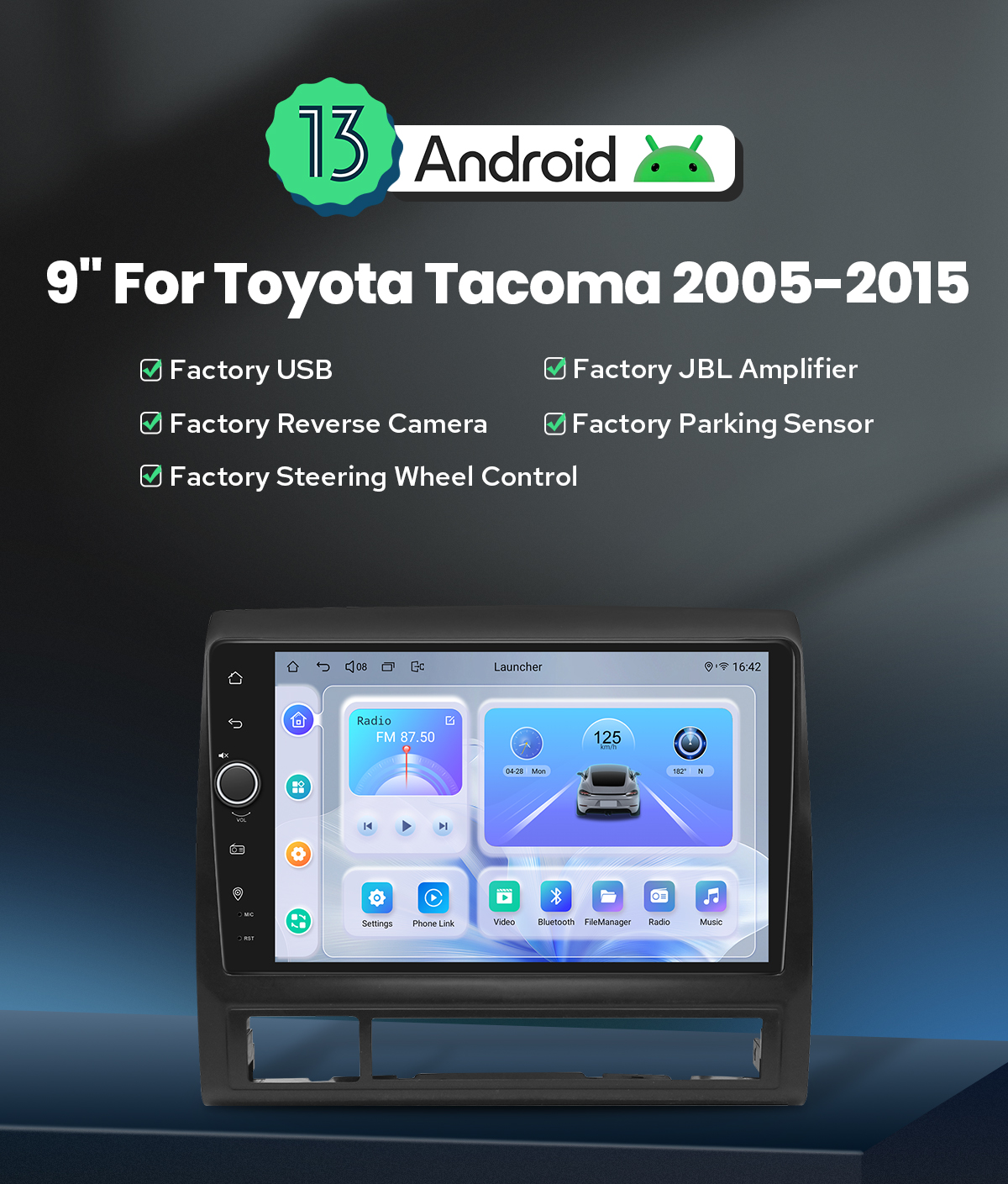 JOYING Android 13 Car Radio Headunit for 2005-2015 Toyota Tacoma Plug and Play